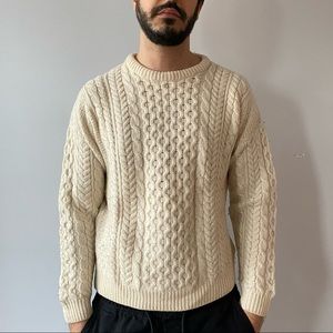 100% Merino Wool Cableknit Sweater Made in Ireland